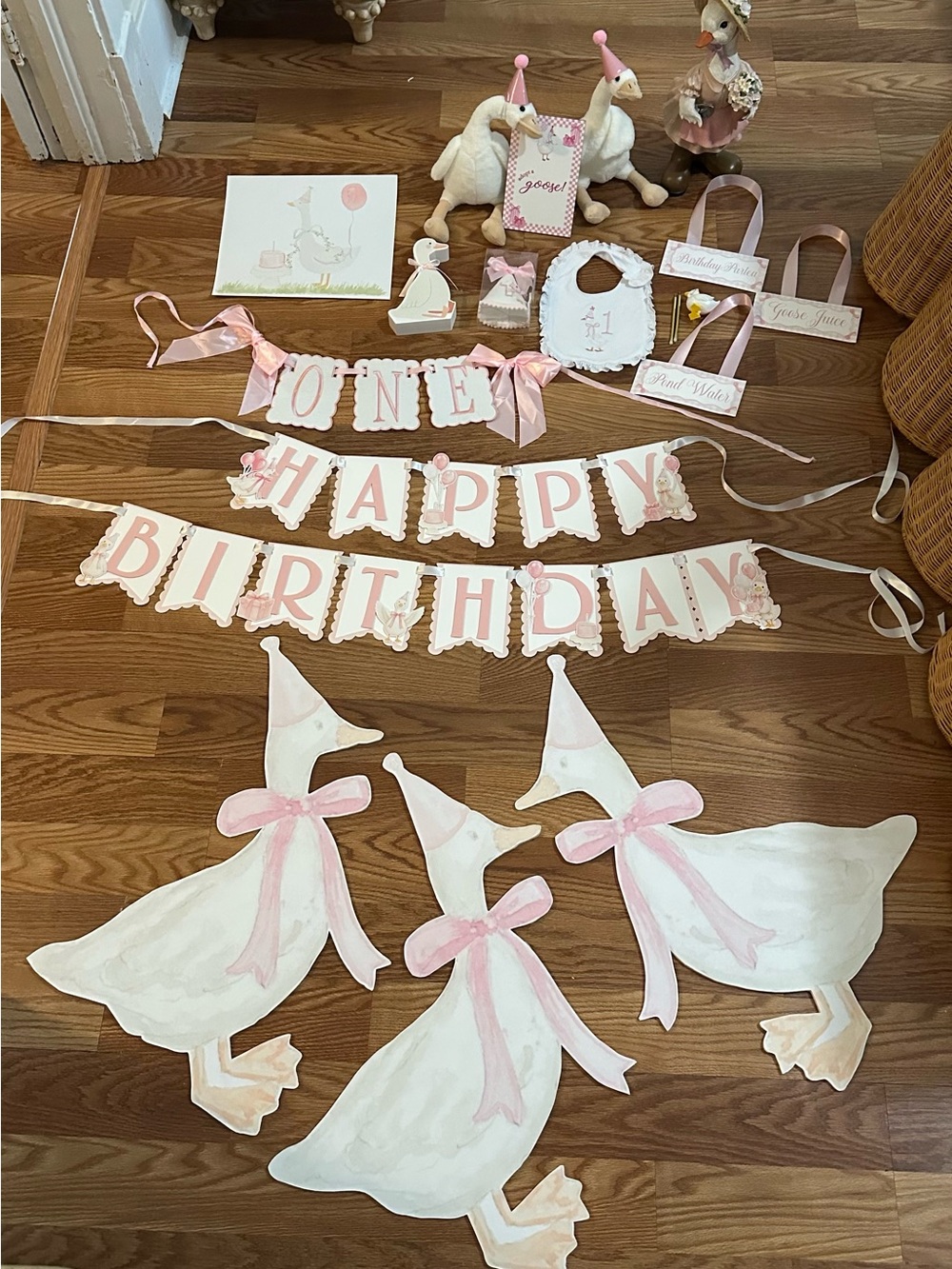 “One Silly Goose” first birthday party decorations